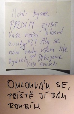 tohle najde clovek rano na dverich bytu, tak musi 